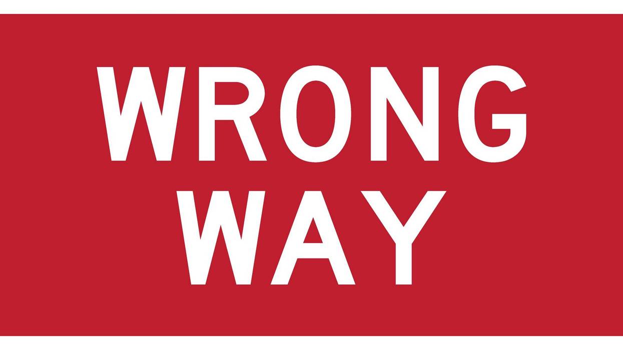 Wrong way road sign