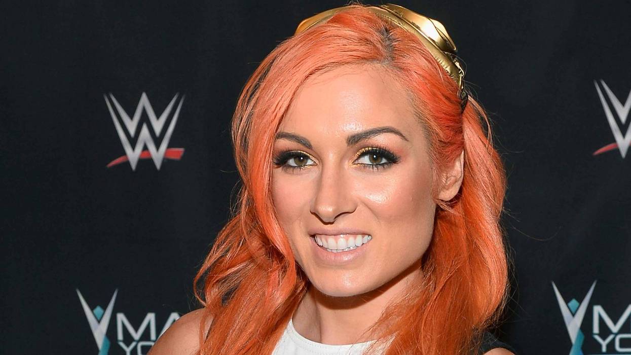 WWE star Becky Lynch appears on the red carper in 2017.