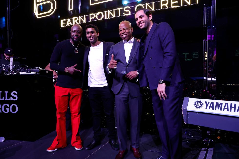 Wyclef Jean, Ankur Jain, New York City Mayor Eric Adams and guest attend Bilt Rewards X Wells Fargo Launch Event at SUMMIT at One Vanderbilt on March 28, 2022 in New York City.