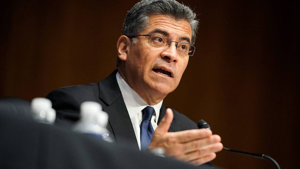 Xavier Becerra, nominee for Secretary of Health and Human Services, answers questions during his confirmation hearing before the Senate Finance Committee on Capitol Hill on February 24, 2021 in Washington, DC.