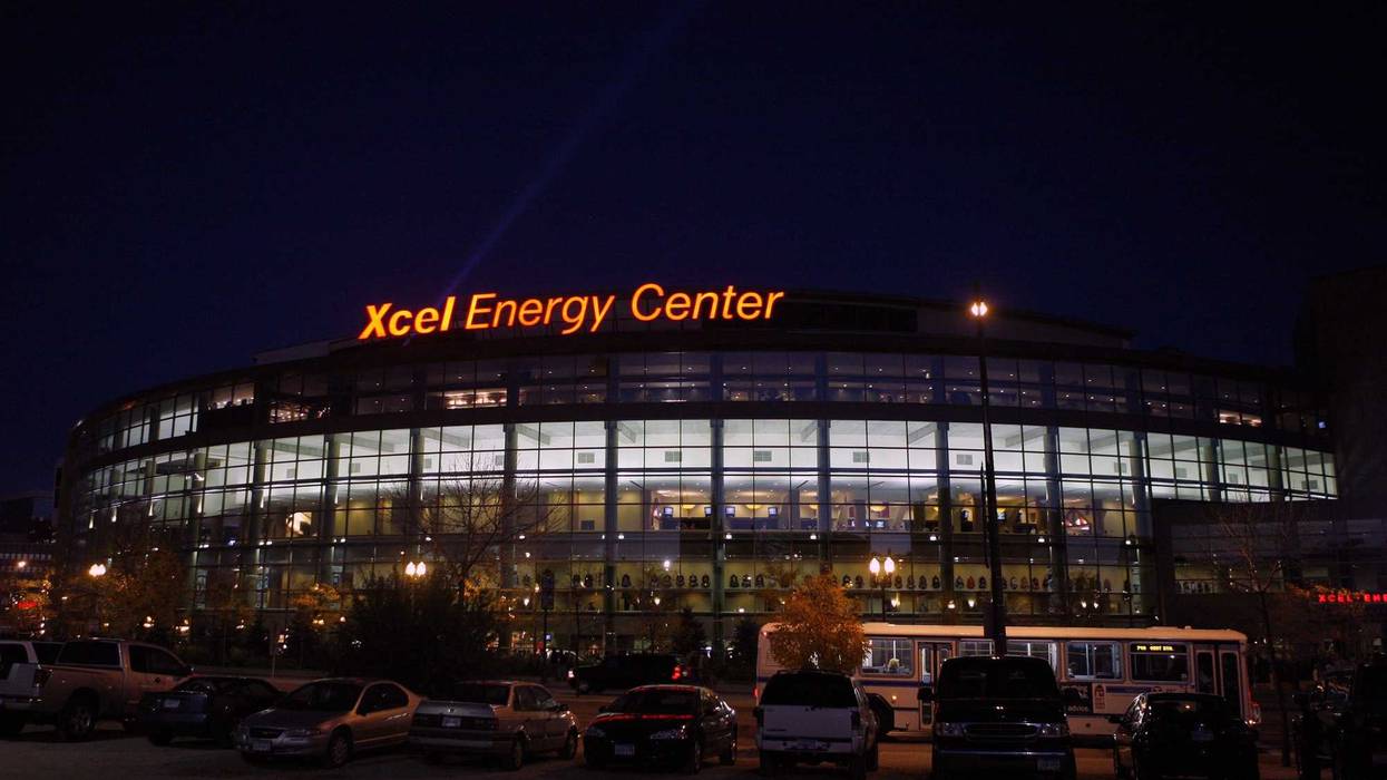 Xcel Energy Center at night