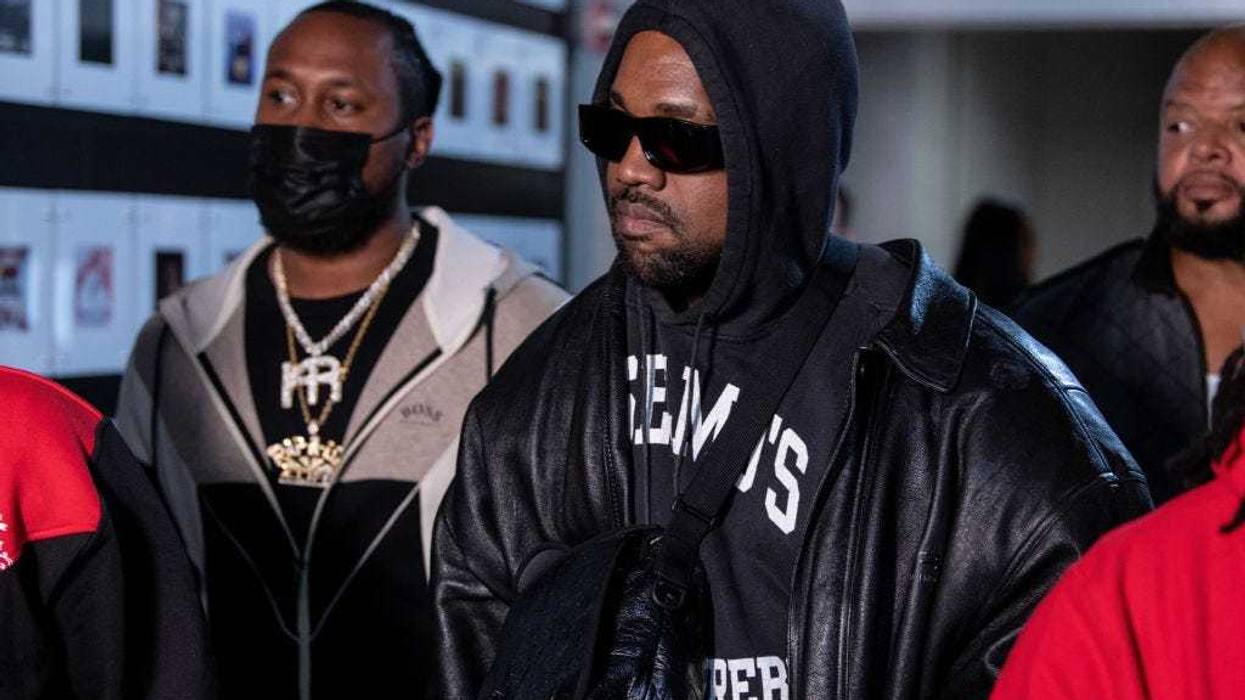 Ye arrives to the arena for the fight between Jamel Herring and Shakur Stevenson at State Farm Arena on October 23, 2021 in Atlanta, Georgia.