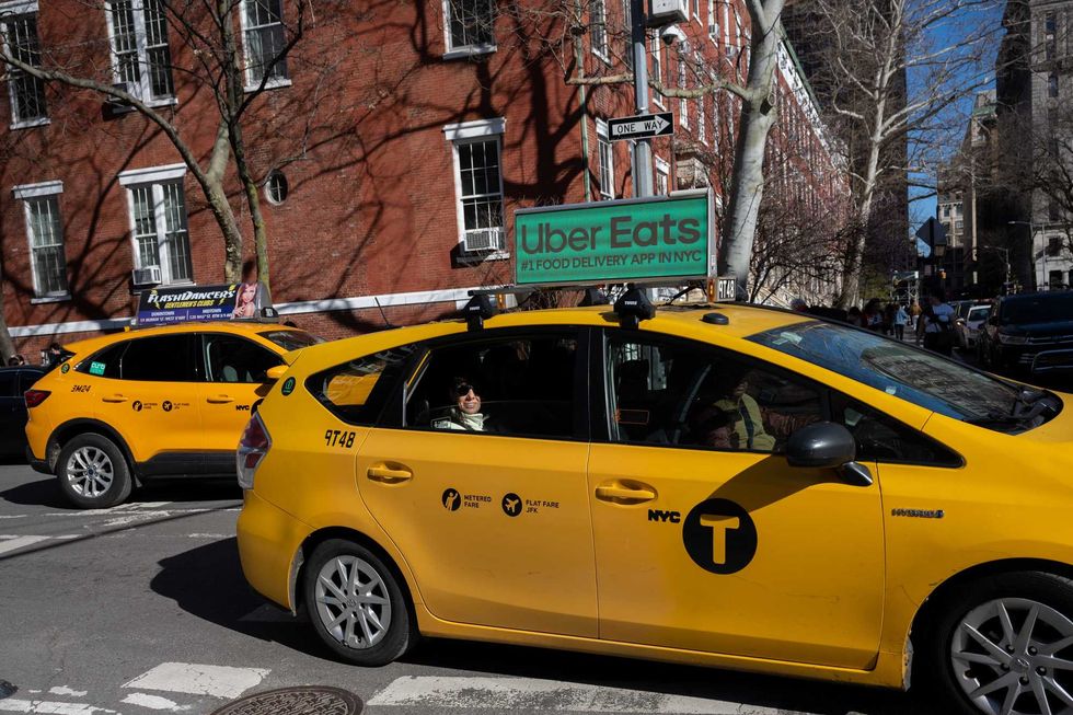 Yellow cabs near in Washington Square Park.
