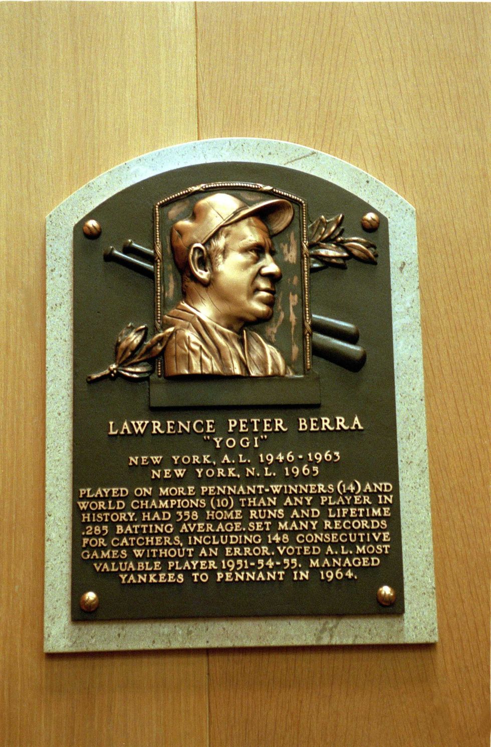Yogi Berra Hall of Fame plaque