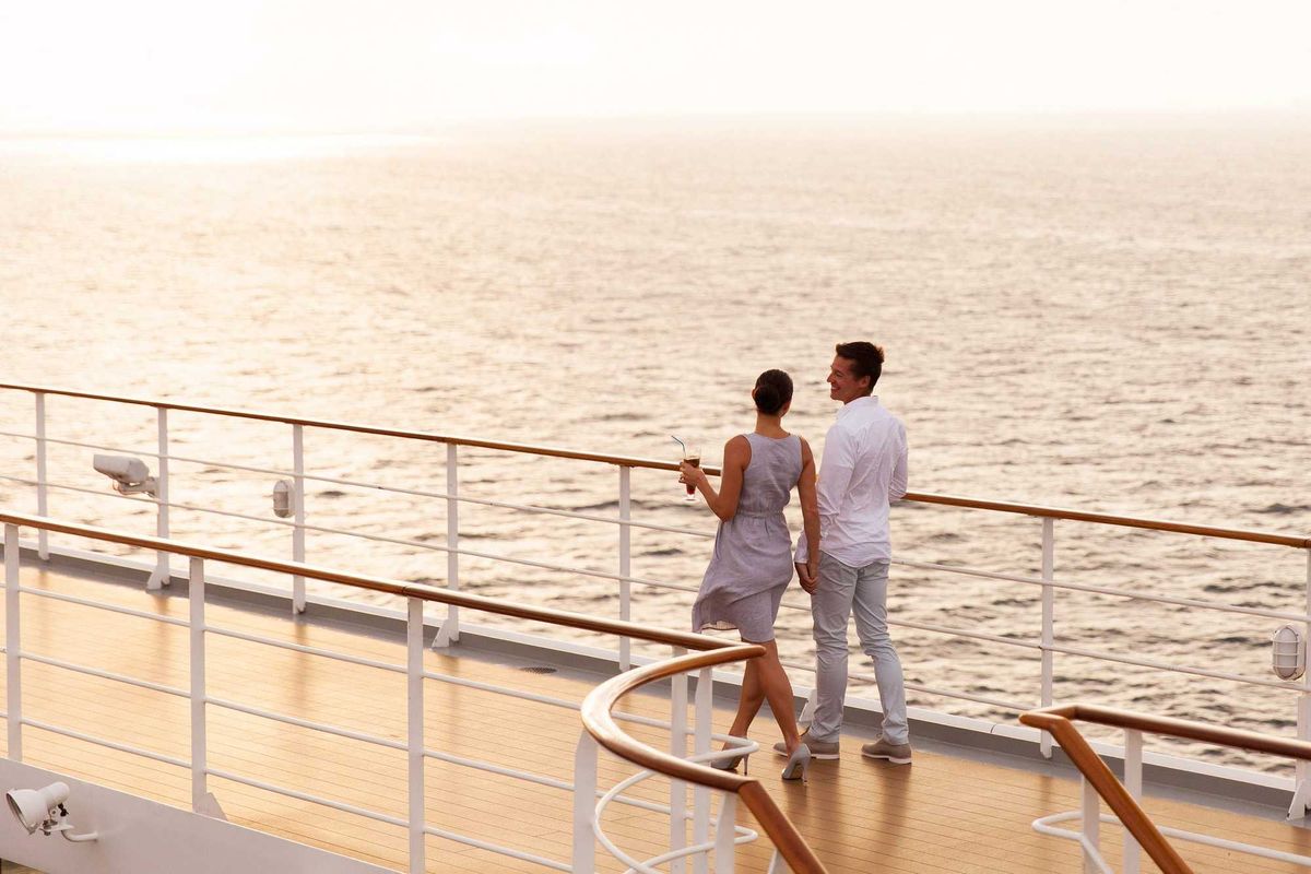 Young couple on a cruise.