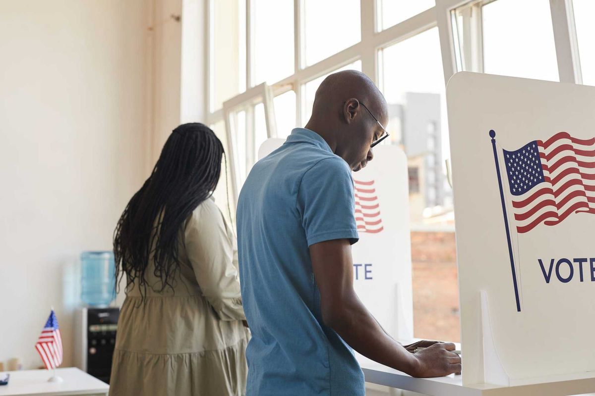 Young people voting in an election.