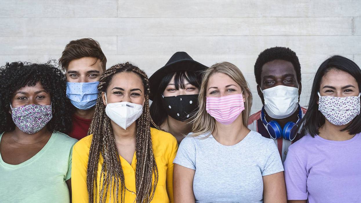 Young people wearing masks