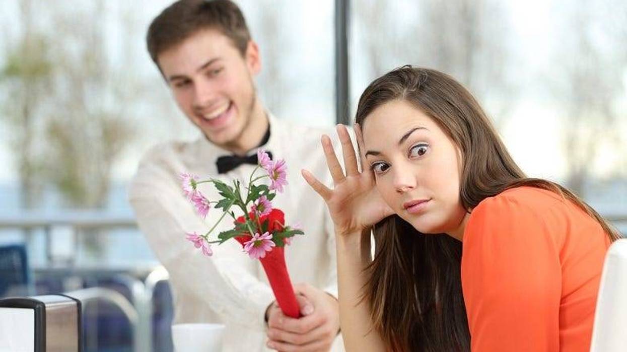 young woman avoiding her date