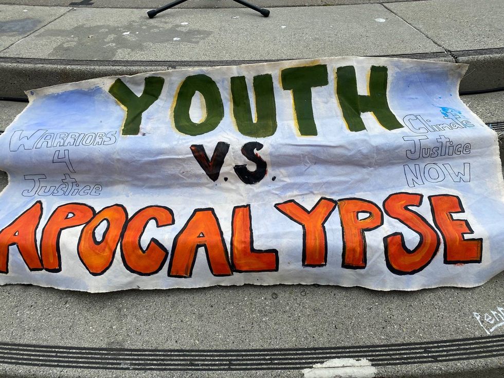 Youth Vs. Apocalypse, an environmental justice group, organized activists of all ages to march from Embarcadero Plaza through downtown on Friday.