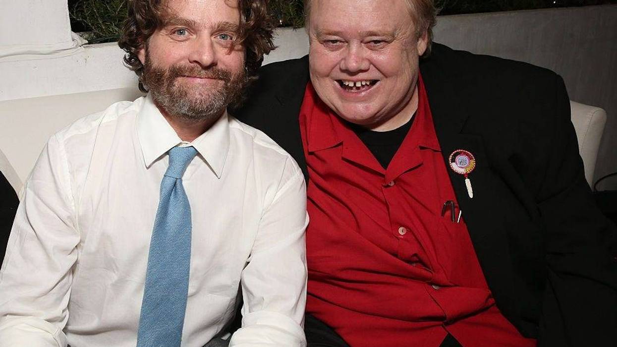 Zach Galifianakis and Louie Anderson attend the after party for the premiere Of FX's "Baskets" at the Pacific Design Center on January 14, 2016 in West Hollywood, California.