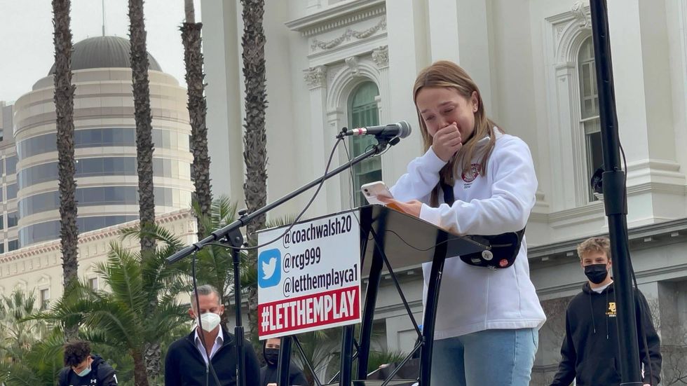 Zelbee Radar of Bella Vista High School (Fair Oaks) delivers an emotional speech at Thursday