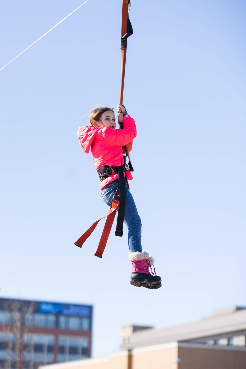 Zip lining at Winter Blast 2022