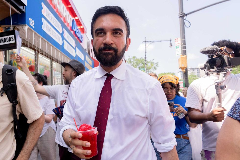 Zohran Mamdani at a campaign event on June 23
