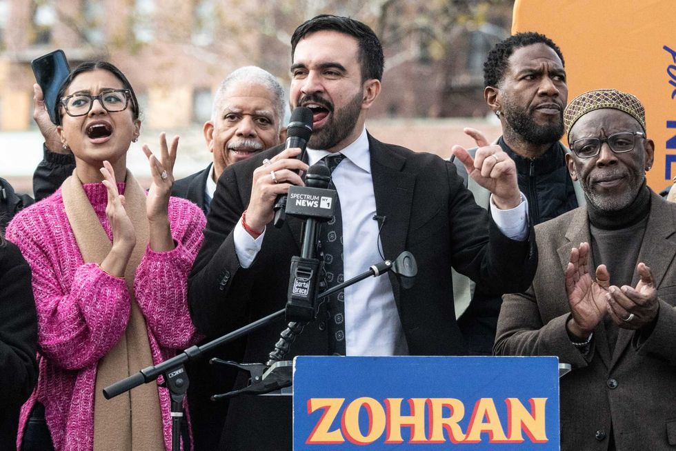 Zohran Mamdani speaks during a campaign event with New York City elected officials on Nov. 1, 2025 in Queens