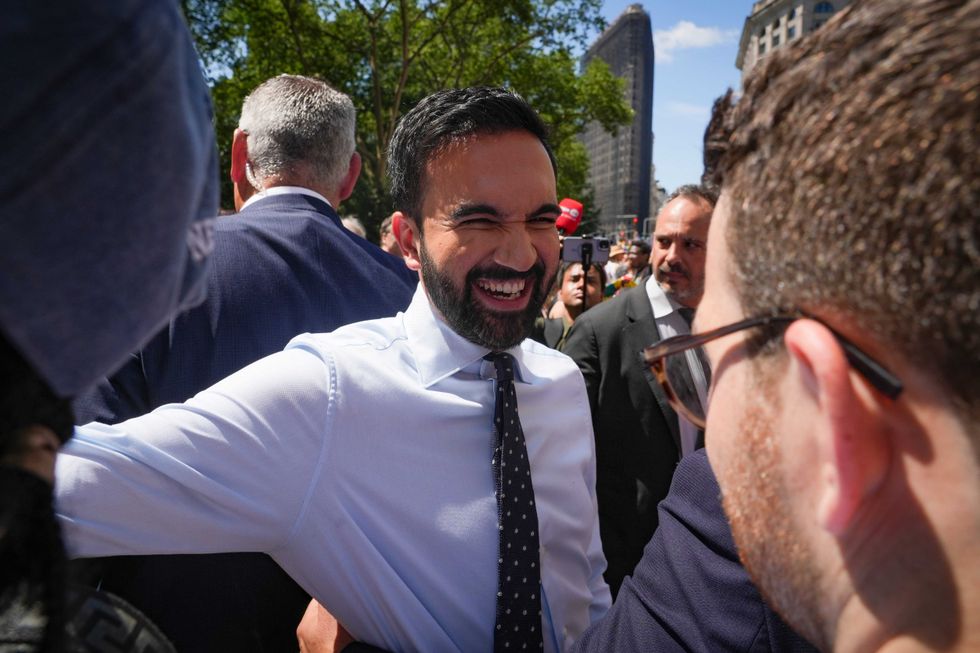 Zohran Mamdani works the crowd at the 2025 NYC Pride March on June 29 in New York City